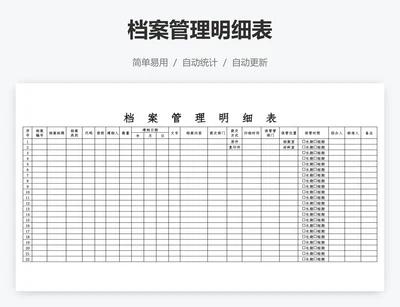 档案管理明细表