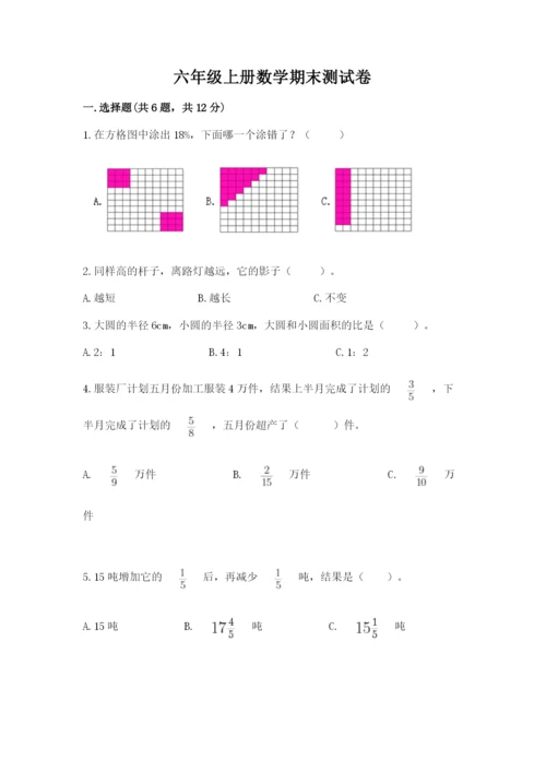 六年级上册数学期末测试卷附完整答案【典优】.docx