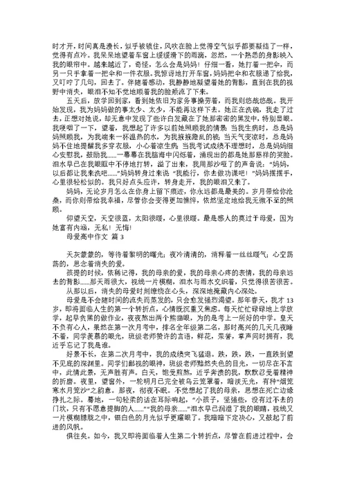 有关母爱高中作文集锦十篇