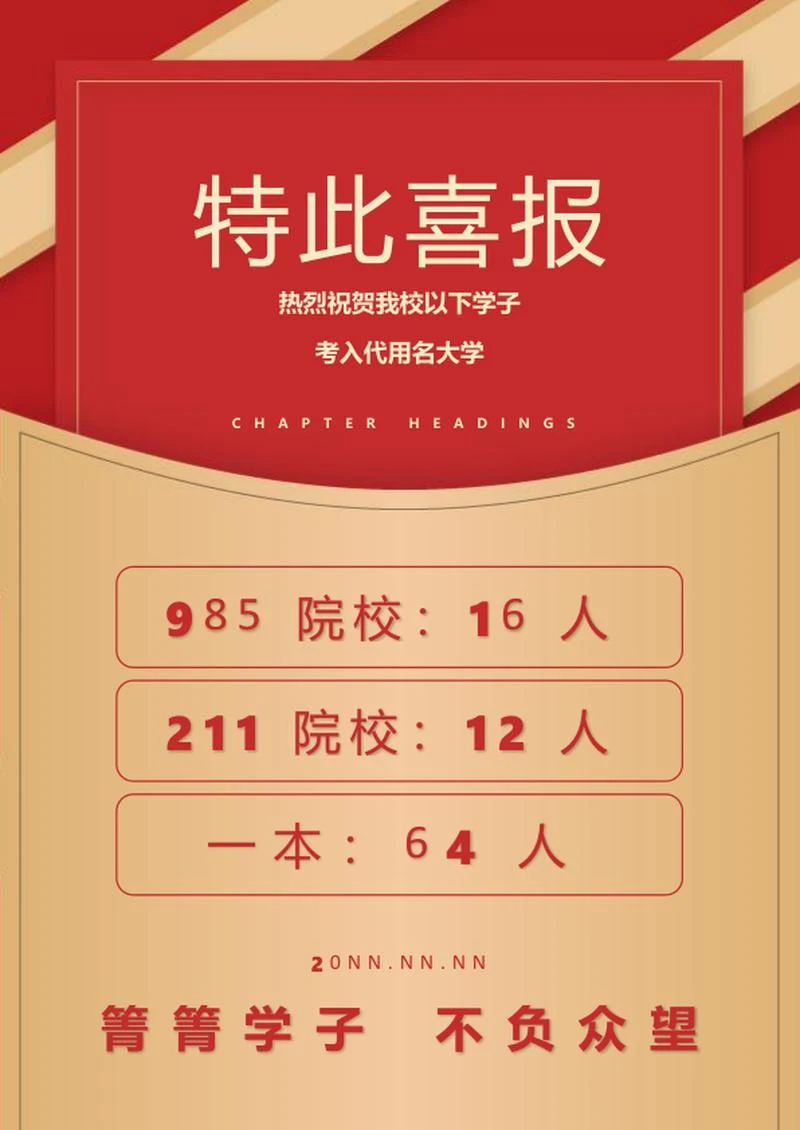 学校金榜题名档案袋喜报word模板