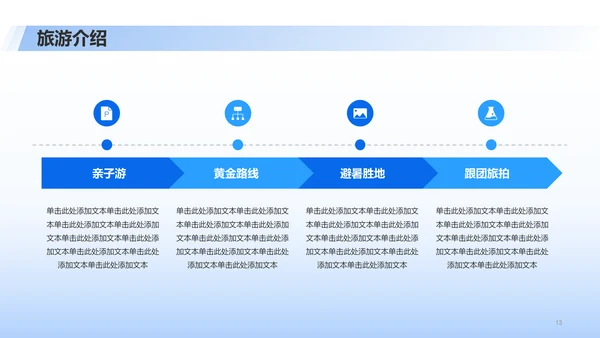 蓝色插画夏季旅游宣传商业计划书PPT模板
