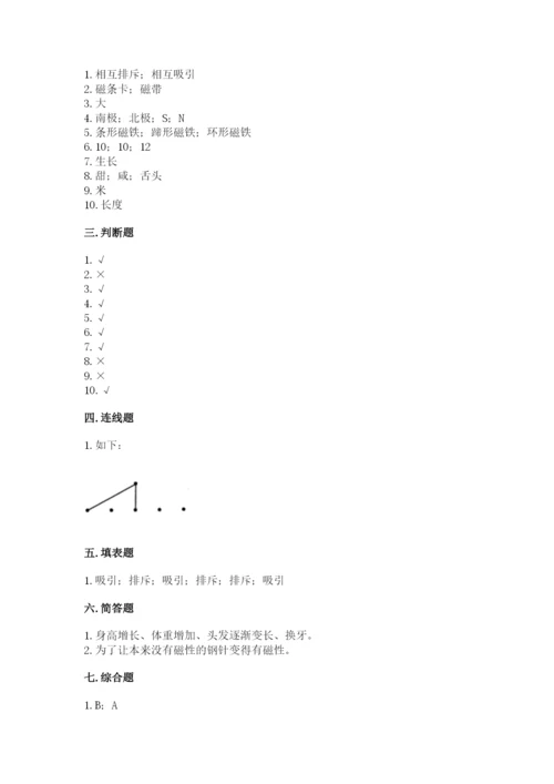 教科版二年级下册科学知识点期末测试卷含答案（完整版）.docx