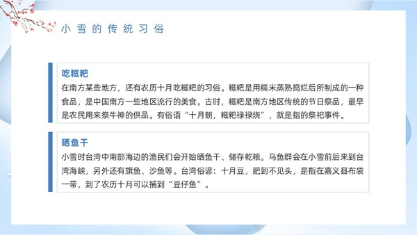 蓝色卡通风小雪节气介绍PPT模板
