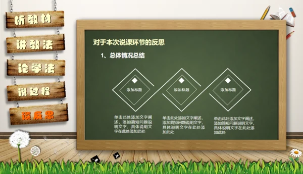 教师说课黑板卡通风格教育教学通用PPT模板