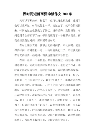 因时间短暂而要珍惜作文700字.docx