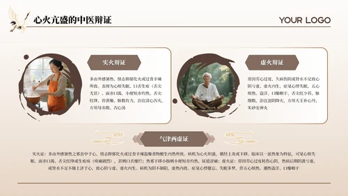 咖色古风中医理疗暑期养生座谈会通用PPT模板