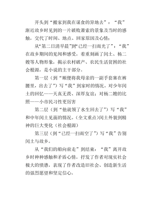 《故乡》教学设计及教后反思