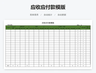 应收应付款模版