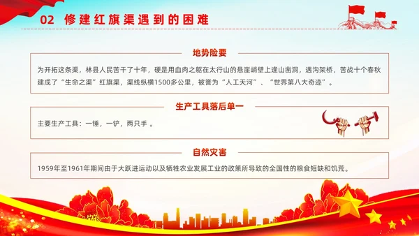 红色大气简约党建党建党课红旗渠精神动态PPT