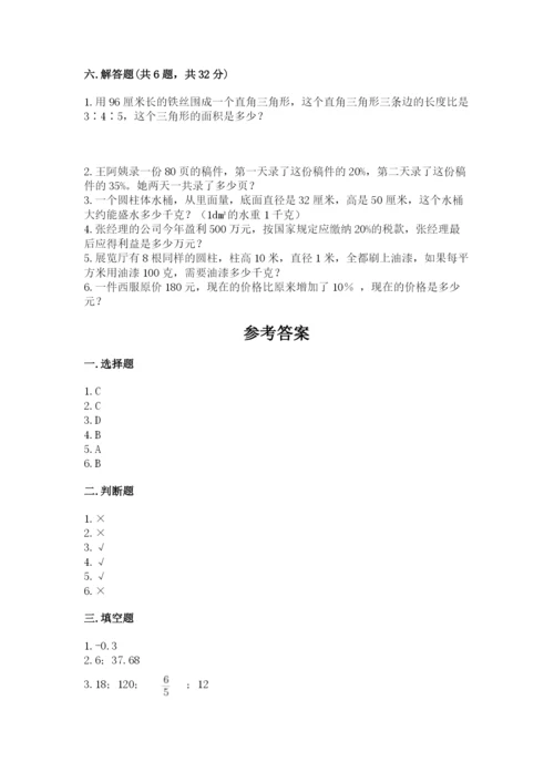 北师大版六年级下册数学期末测试卷精品【名师系列】.docx