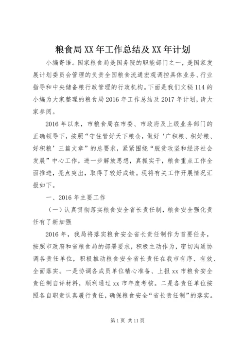 粮食局XX年工作总结及XX年计划.docx