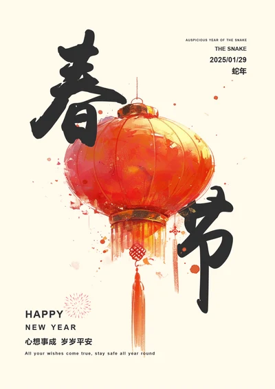 复古风春节节日海报