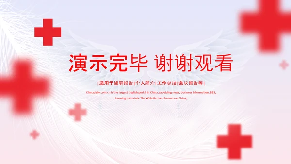 医疗红十字红色大气红十字会医疗工作总结PPT