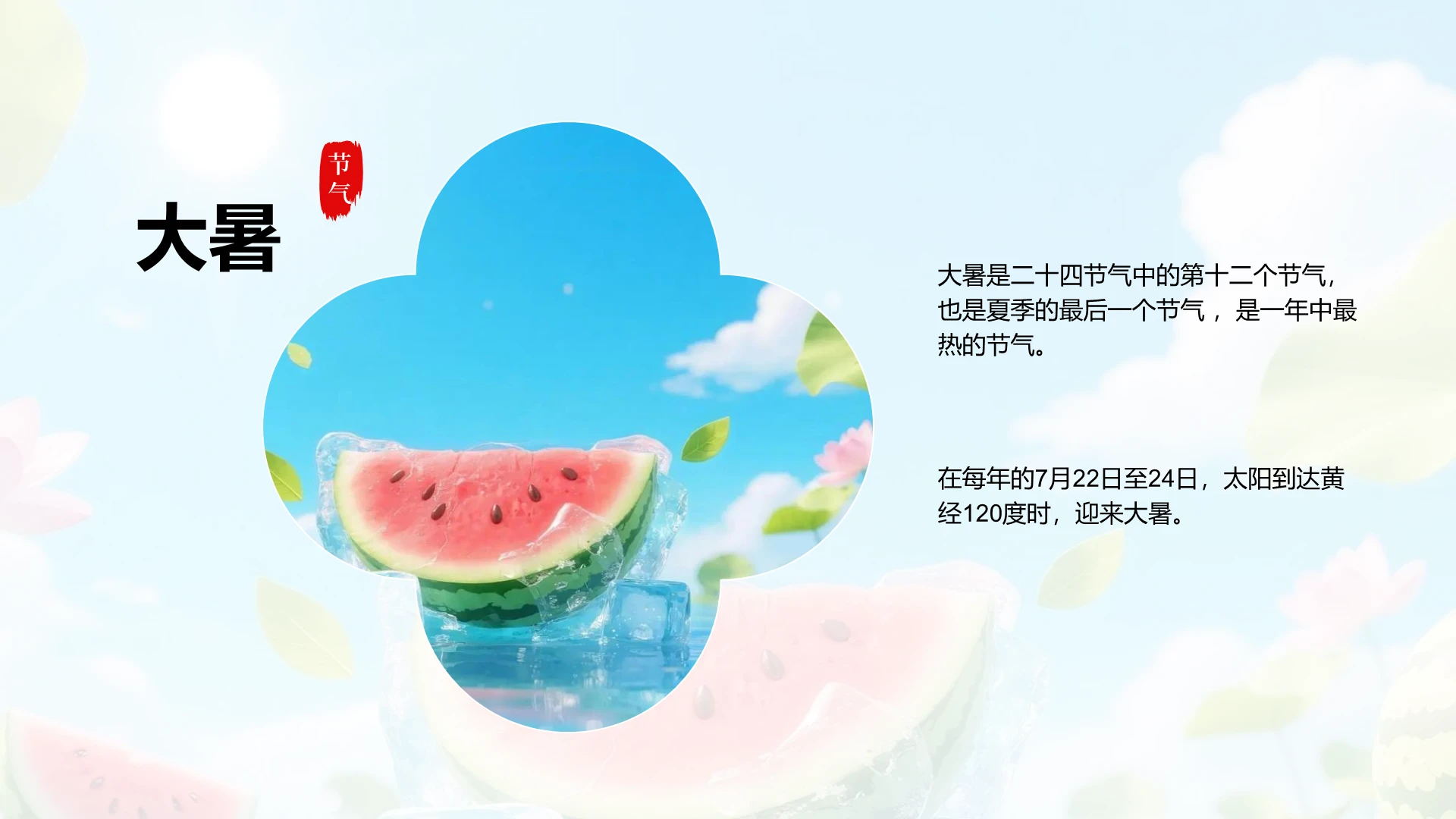 绿色国风含图片二十四节气大暑PPT关系页