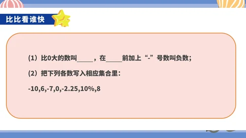 蓝色卡通风初一数学上册正数和负数课件PPT模板