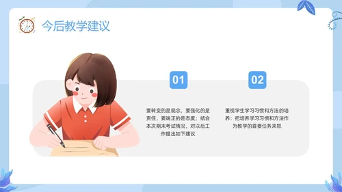 蓝色插画期末质量分析PPT模板宣传PPT动态PPT