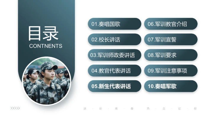 大学新生军训动员大会流程活动策划方案PPT模版