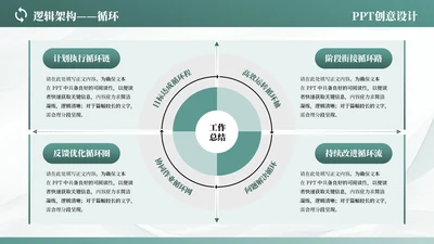 青色商务风4项循环PPT单页