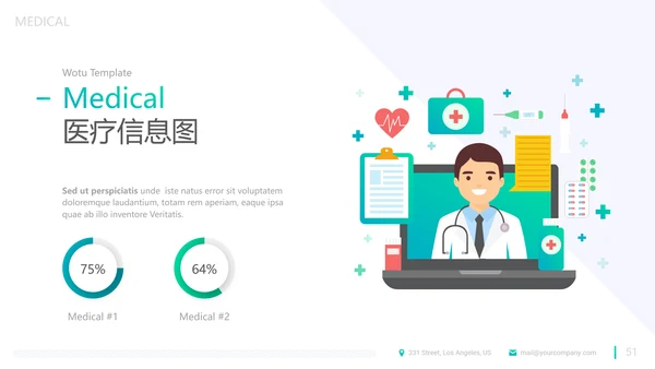 精致平滑医疗报告医院宣传动态PPT模板
