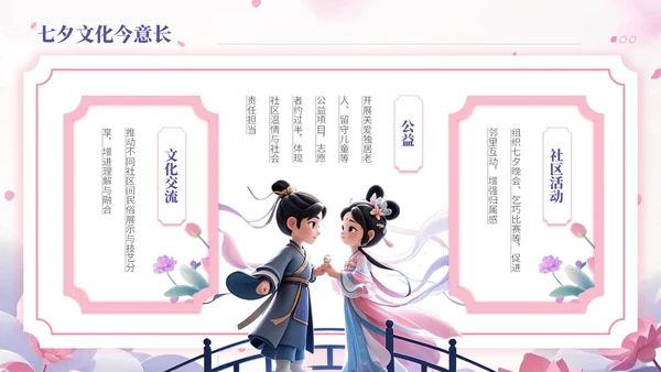 玫瑰红藤萝紫双色中国风七夕文化学校传统文化课程PPT模板