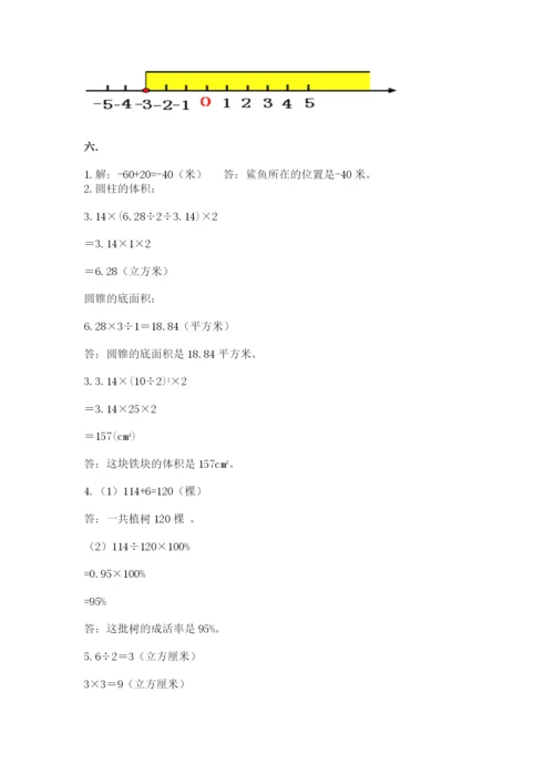 人教版数学小升初模拟试卷含完整答案【典优】.docx