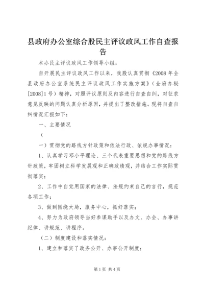 县政府办公室综合股民主评议政风工作自查报告 (3).docx