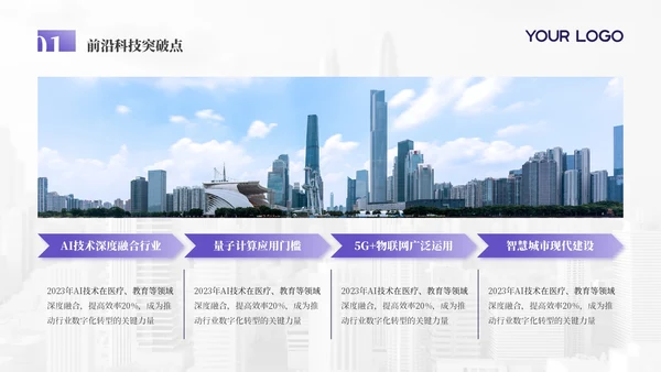 浅紫色科技创新商务风年终总结PPT