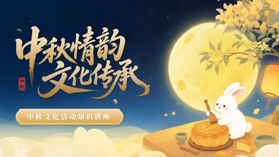 橙色中国风中秋文化活动知识讲座PPT模版