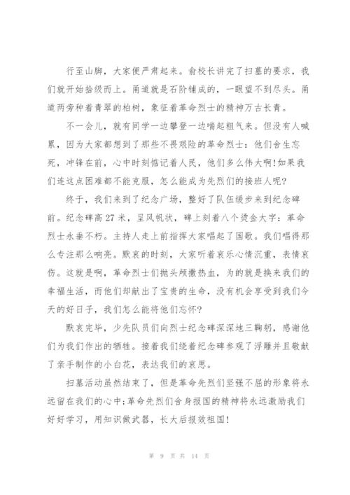 清明节缅怀先烈心得体会800字10篇精选.docx