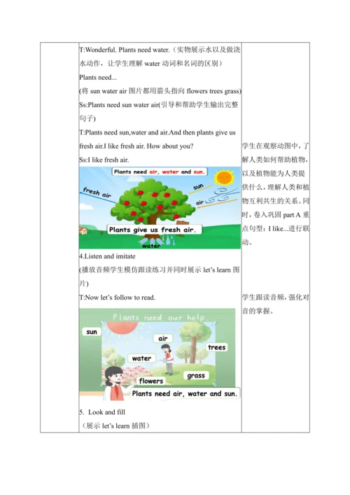 【单元整体教学设计】Unit 4 Plants around us PB Let's learn 教