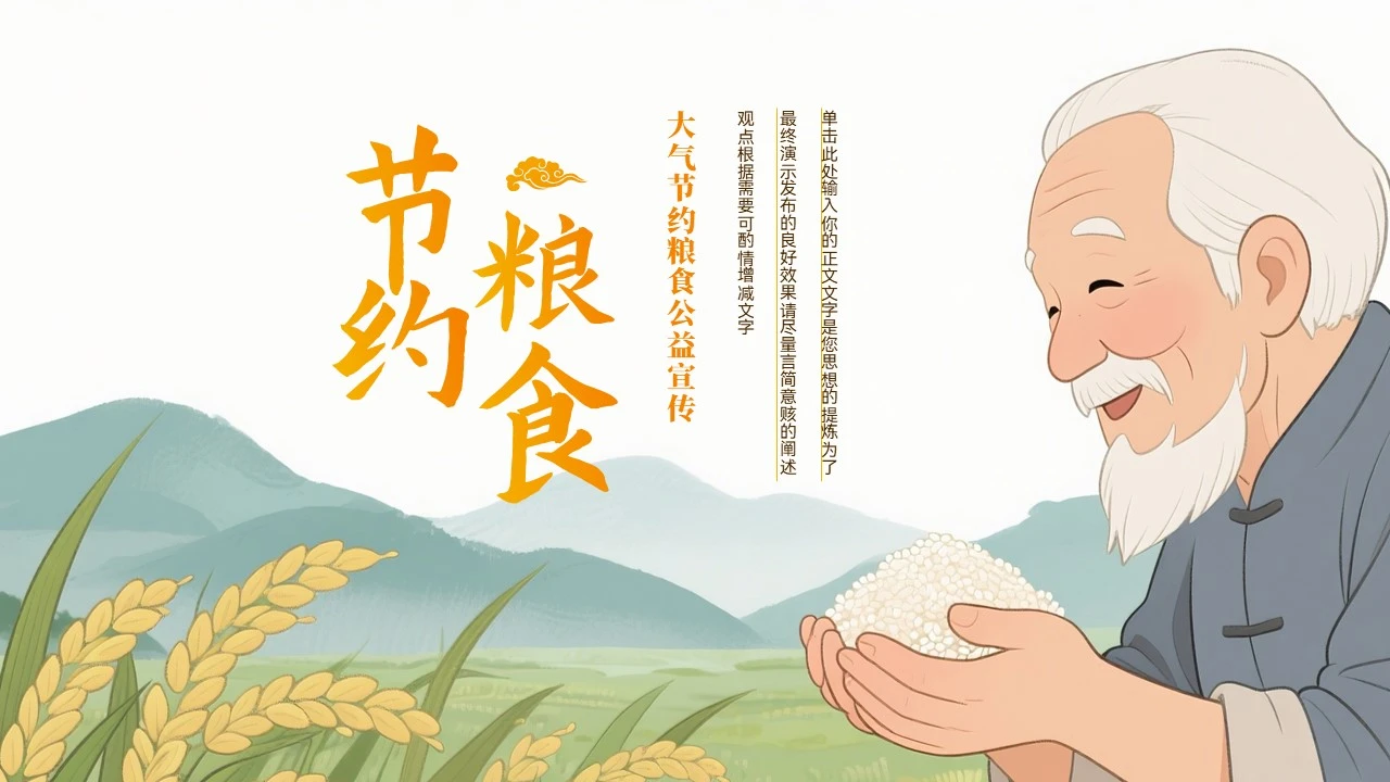 大气节约粮食公益宣传ppt模板