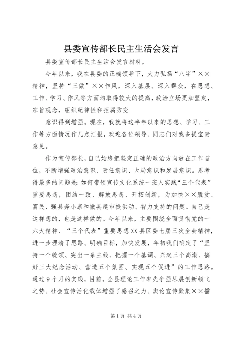 县委宣传部长民主生活会发言 (3).docx