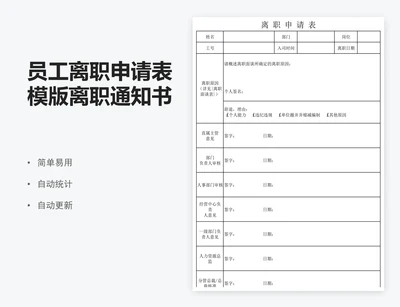 员工离职申请表模版离职通知书