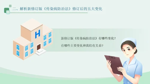 蓝绿色医疗插画风传染病防法法PPT模板法律