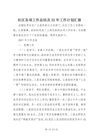 社区各项工作总结及XX年工作计划汇报.docx