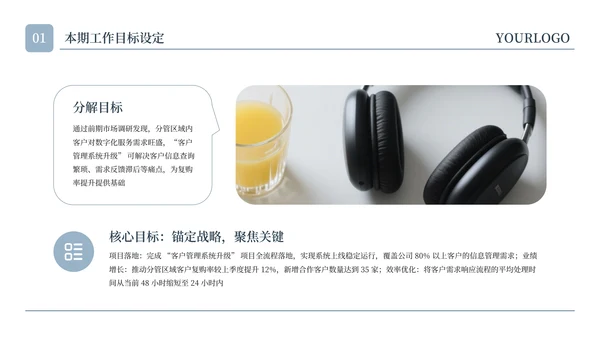 蓝色简约水彩留白工作汇报通用PPT模板