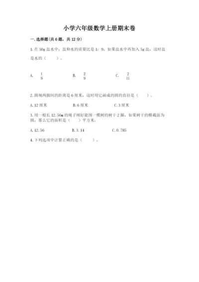 小学六年级数学上册期末卷【中心小学】.docx