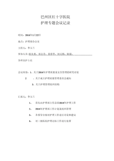 护理专题会议记录doc