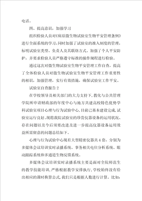2021实验室自查报告范文四篇