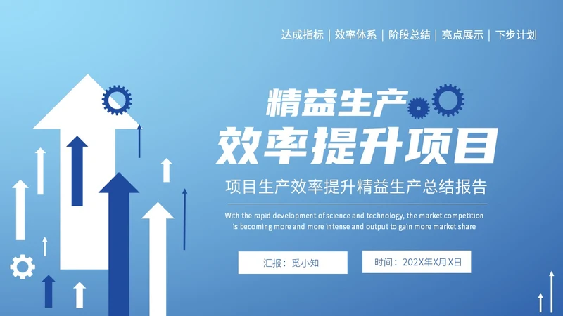 蓝色简约风精益生产工作总结报告PPT模板精益精益生产