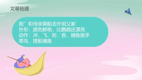 蓝色画册风三年级语文搭船的鸟课件PPT模板