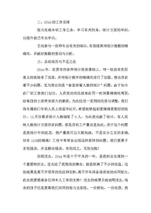 统计员个人工作总结