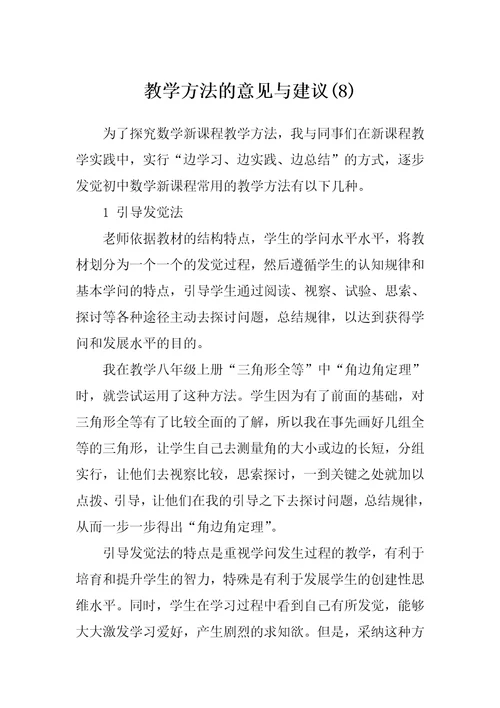 教学方法的意见与建议(8)