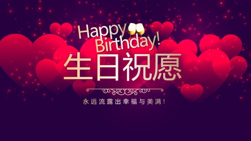 高端紫色生日快乐电子相册PPT