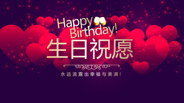 高端紫色生日快乐电子相册PPT