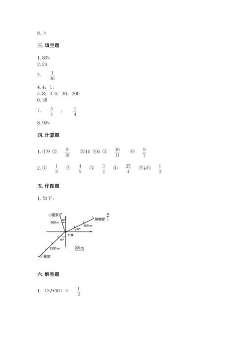 小学六年级上册数学期末测试卷带答案（精练）.docx
