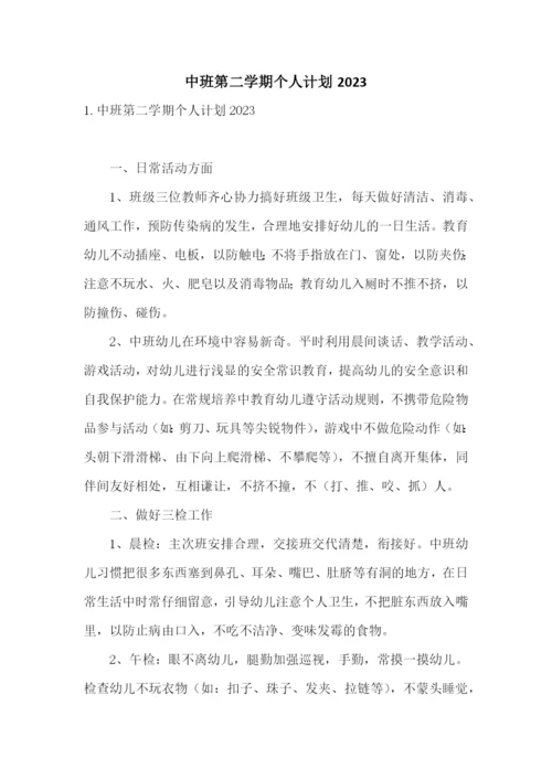 中班第二学期个人计划2023.docx