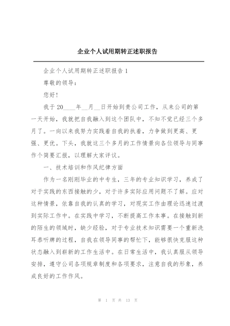 企业个人试用期转正述职报告.docx