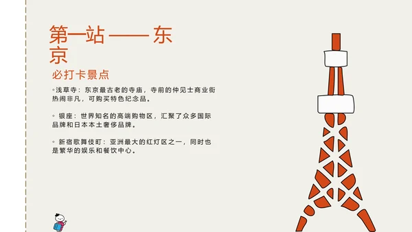 插画风日本旅游攻略PPT模版