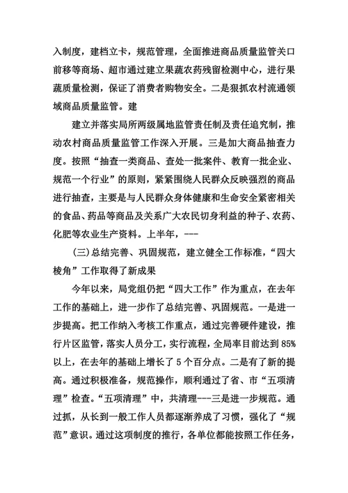 工商局XX年上半年总结及下半年计划